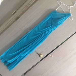 David’s Bridal Malibu blue full length dress